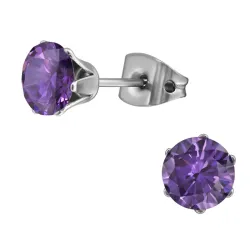 6 mm violettem Zirkon Ohrstecker in Titan