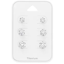 4 x 5 x 6 mm weißem Zirkon Ohrstecker in Titan