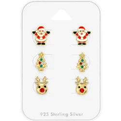 Weihnachtsmann Kinderohrringe in vergoldetem Sterlingsilber - Little Ones