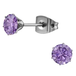 5 mm violettem Zirkon Ohrstecker in Titan - Little Ones
