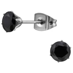 5 mm schwarzem Zirkon Ohrstecker in Titan - Little Ones
