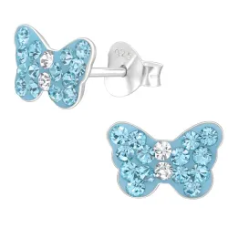 Schmetterlinge blauem Kinderohrringe in Silber - Little Ones