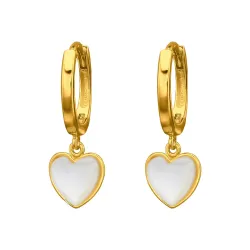 12 mm Herz Perlmutt Kreole in vergoldetes Messing - Amoré