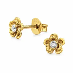 Blumen lab grown Diamant Ohrstecker in vergoldetem Sterlingsilber mit lab grown Diamant 