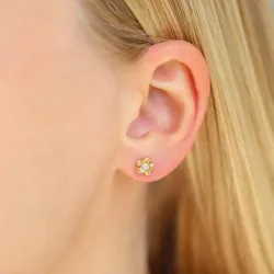 Blumen lab grown Diamant Ohrstecker in vergoldetem Sterlingsilber mit lab grown Diamant 