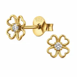Blumen Ohrstecker in vergoldetem Sterlingsilber mit lab grown Diamant 