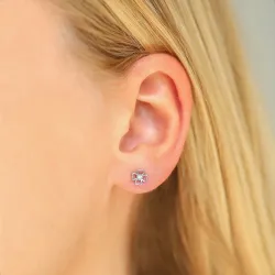 Blumen Ohrstecker in rhodiniertem Silber mit lab grown Diamant 