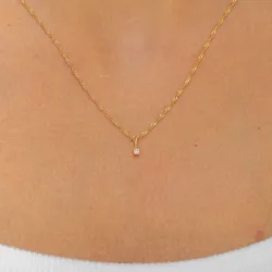 lab grown Diamant Anhänger mit Halskette in 925 karat vergoldetem Sterlingsilber 0,035 ct