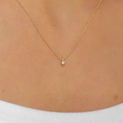 lab grown Diamant Anhänger mit Halskette in 925 karat vergoldetem Sterlingsilber 0,062 ct