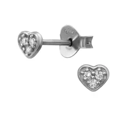 Herz lab grown Diamant Ohrstecker in rhodiniertem Silber mit lab grown Diamant 