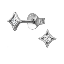 lab grown Diamant Ohrstecker in rhodiniertem Silber mit lab grown Diamant 