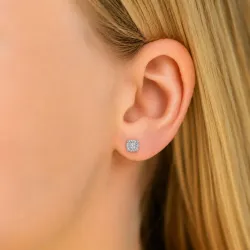 lab grown Diamant Solitärohrstecker in rhodiniertem Silber mit lab grown Diamant 