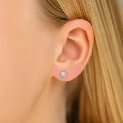 lab grown Diamant Solitärohrstecker in rhodiniertem Silber mit lab grown Diamant 