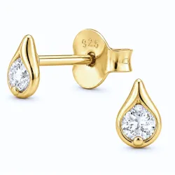 Tropfen lab grown Diamant Solitärohrstecker in vergoldetem Sterlingsilber mit lab grown Diamant 
