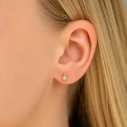 Tropfen lab grown Diamant Solitärohrstecker in vergoldetem Sterlingsilber mit lab grown Diamant 