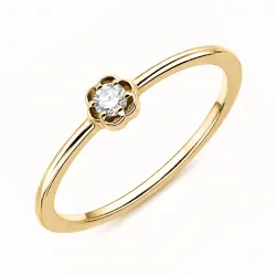 Blumen lab grown Diamant Ring aus vergoldetem Sterlingsilber