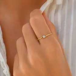 lab grown Diamant Solitärring aus vergoldetem Sterlingsilber