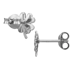Kleeblatt Ohrringe in rhodiniertem Silber mit lab grown Diamant 