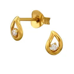 Tropfen Ohrringe in vergoldetem Sterlingsilber mit lab grown Diamant 