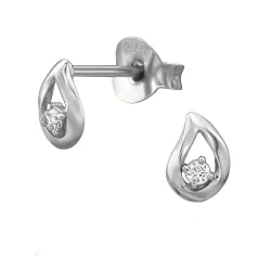Tropfen Ohrringe in rhodiniertem Silber mit lab grown Diamant 