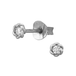 runden Ohrringe in rhodiniertem Silber mit lab grown Diamant 