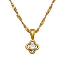 45 cm Halskette mit lab grown Diamant Anhänger aus vergoldetem Silber 0,062 ct