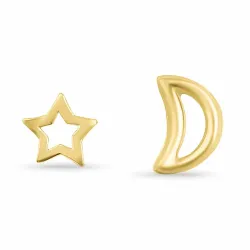 Mond und Stern Ohrstecker in vergoldetem Silber