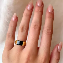 viereckigem Onyx Ring aus vergoldetem Sterlingsilber