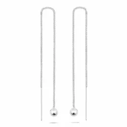 lange Kugel ketten ohrringe in Silber
