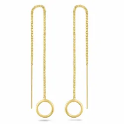 lange runder ketten ohrringe in vergoldetem Silber