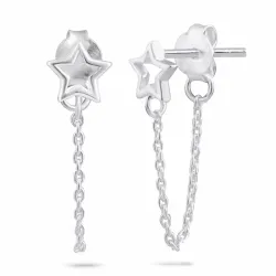 lange Stern ketten ohrringe in Silber