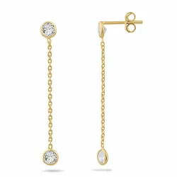 lange Zirkon ketten ohrringe in vergoldetem Silber