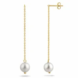 lange Perle ketten ohrringe in vergoldetem Silber