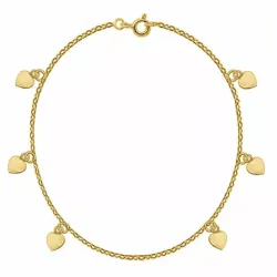 Fußkette aus vergoldetem sterlingsilber und herzförmiger anhänger aus vergoldetem sterlingsilber