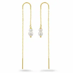 Perle ketten ohrringe in vergoldetem Silber