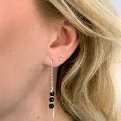 schwarzem Onyxe ketten ohrringe in Silber - Loom Stones