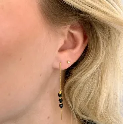 schwarzem Onyxe ketten ohrringe in vergoldetem Silber - Loom Stones