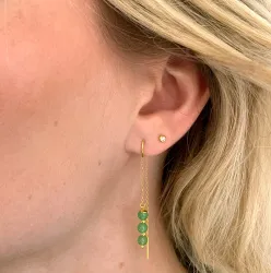 Jadestein ketten ohrringe in vergoldetem Silber - Loom Stones