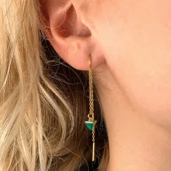 Malachit ketten ohrringe in vergoldetem Silber - Loom Stones