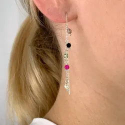 mehrfarbigen Schmuckstein ketten ohrringe in Silber - Loom Stones