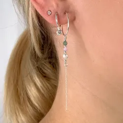 grünen Achat ketten ohrringe in Silber - Loom Stones