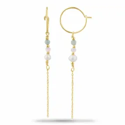 grünen Achat ketten ohrringe in vergoldetem Silber - Loom Stones