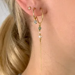 grünen Achat ketten ohrringe in vergoldetem Silber - Loom Stones