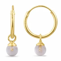 12 mm altrosa Quarz Kreole in vergoldetem Silber - Loom Stones