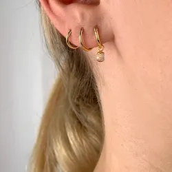 12 mm altrosa Quarz Kreole in vergoldetem Silber - Loom Stones