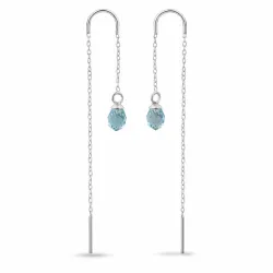 blauem Topas-Glas ketten ohrringe in Silber - Loom Stones