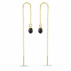 schwarzem Zirkon ketten ohrringe in vergoldetem Silber - Loom Stones