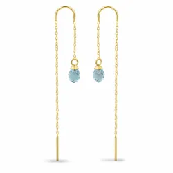 blauem Topas-Glas ketten ohrringe in vergoldetem Silber - Loom Stones