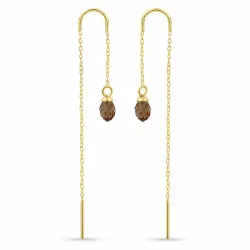 braunes Glas ketten ohrringe in vergoldetem Silber - Loom Stones