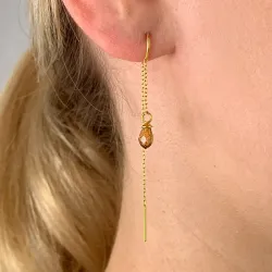 braunes Glas ketten ohrringe in vergoldetem Silber - Loom Stones